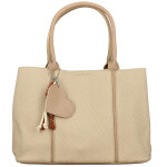 Módní dámská koženková kabelka do ruky Beatis, béžová