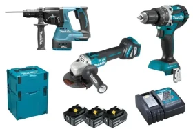 Makita Sada aku nářadí 9 dílů / Sada nářadí / 18V LXT / 3x 5,0Ah / vrtačka + bruska + kladivo (DLX3119TJ)