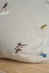 Fine Little Day Lněný povlak na polštář Surfers Embroidered 48 x 48 cm, béžová barva, textil