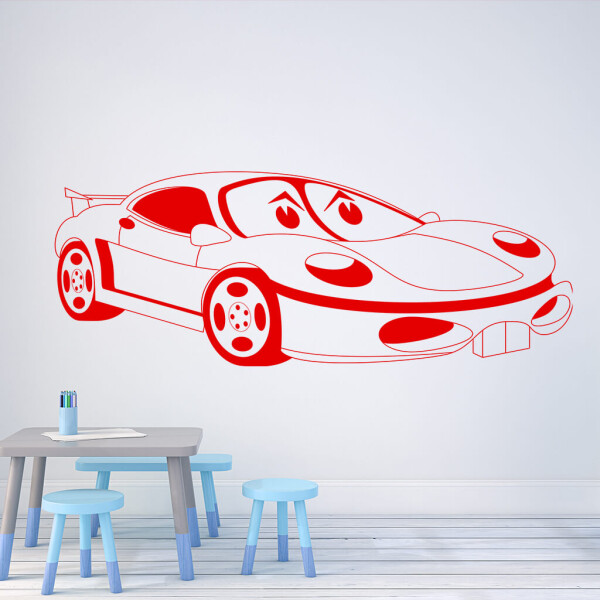 Samolepka Dětské autíčko Porsche Barva: červená, Velikost: 80 x 37 cm