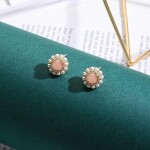 Náušnice s perlou a opálem Christelle - růžový opál, Zlatá