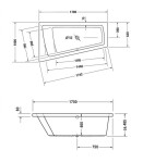 DURAVIT - Paiova Vana asymetrická, 170x100 cm, levá, bílá 700212000000000