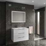 SAPHO - SET koupelnová skříňka CIRASA 80cm s umyvadlem a LED zrcadlem, 3x zásuvka, bílá lesk KSET-107