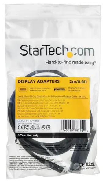 StarTech USB-C na DisplayPort 1.4 černá / Kabel / 2 m / 8K / Obousměrný (CDP2DP142MBD)