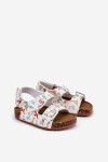 Dětské sandály na korkové podrážce s přezkami dinosauři multikolor Thessa 28