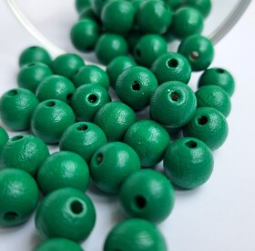 Dřevěné korálky Detoa - tmavě zelené - ∅ 10 mm - 10 ks