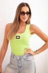 Dámská pruhovaná top na ramínkách s ozdobnou nášivkou jablečná zelená UNI