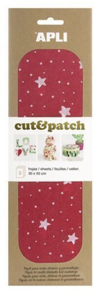 APLI CutPatch papír 30 x 50 cm - Hvězdy na červeném 3 ks