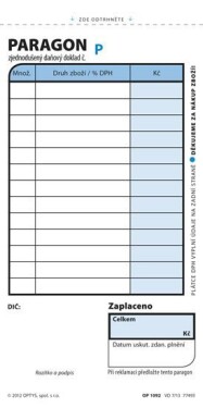 Paragon obchodní, 7,5 × 15 cm, 2 × 50 listů, číslovaný