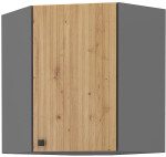 Horní rohová skříňka Ava 60x60 GN-72 1F (45°) Barva korpusu: Antracit, Barva dvířek: Dub Artisan