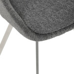 Židle jídelní, šedá látka, kovové nohy, broušená nerez.