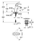 GROHE - Eurosmart Umyvadlová baterie s výpustí Push-Open, chrom 23923002