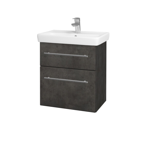 Dřevojas - Umyvadlová skříňka GO SZZ2 55 - D16 Beton tmavý / Úchytka T02 / D16 Beton tmavý 204631B