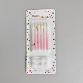 Dortové svíčky HARMONY bílo-růžová se zlatem 6ks