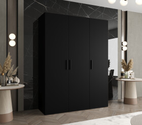 Šatní skříň Abi Bari 1 Rozměry: 150 cm, Pásky / úchyty: Černá, Barva korpusu + barva dveří: Černá + Černá