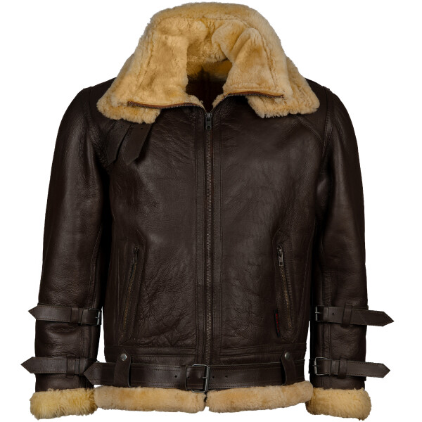 Pánská Kožená Zimní Bunda Bomber Lazare Pravý Kožíšek Brixton Hnědá Velikost: M