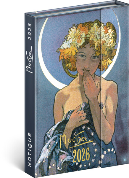 NOTIQUE Týdenní magnetický diář Alfons Mucha 2026, 11 x 16 cm