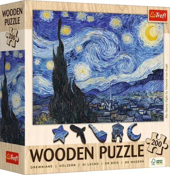 Trefl Dřevěné puzzle Art - Puzzle - Vincent van Gogh: Hvězdná noc
