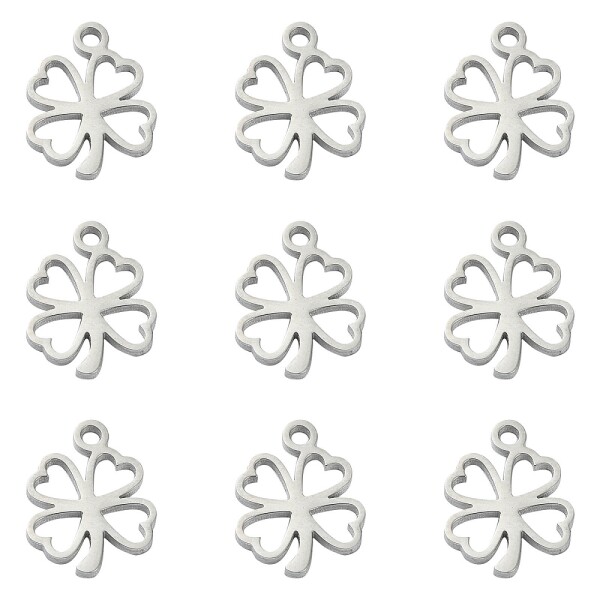 Přívěsek z nerezové oceli - čtyřlístek - 10 x 8 x 1 mm - 1 ks