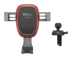 Compass LUKE-A červená / Držák telefonu do auta / Úchyt do mřížky ventilace / Gravitační systém / Do 6,5”