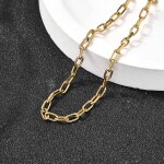 Náramek z nerezové oceli - paperclip chain - zlatý - 16,4 cm - 1 ks