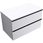 CERANO - Koupelnová skříňka Velora - bílá matná, úchytka černá + deska pod umyvadlo Navira Slim - 18 mm - 80x54,8x46,5 CER-664723