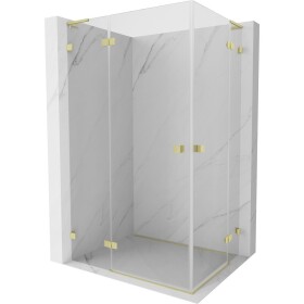 MEXEN/S - Lunar L Duo sprchový kout dveře křídlové 115 x 110, transparent, zlato kartáčovaná 834L-115L-110P-55-00