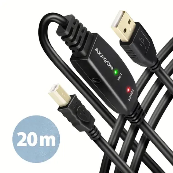 AXAGON ADR-220B Aktivní kabel USB-A 2.0 - USB-B 20m černá (ADR-220B)