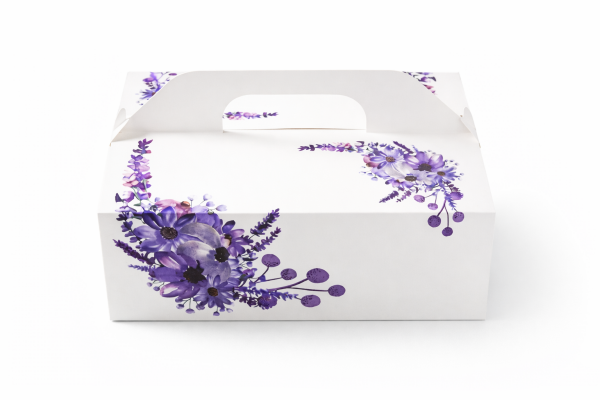 Výslužková krabice s rukojetí Lila 26x18x9,5cm