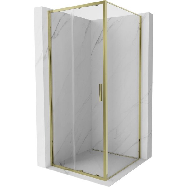 MEXEN/S - Exo sprchový kout, posuvné dveře 100 x 100, transparent, zlato - 8151-095-100-50-00 8151-100-100-50-00