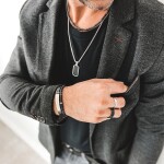 Pánský náhrdelník Martino - 5 mm lávový kámen, hematit, Stříbrná 47 cm