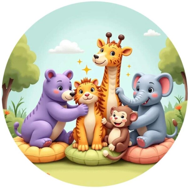 Obrázek Jedlý papír na dort Safari kamarádi sedící