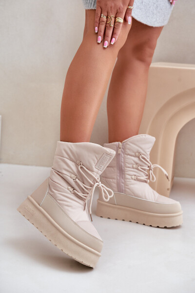 Sněhule Na Platformě Na Zip Big Star OO274885 Béžové 38