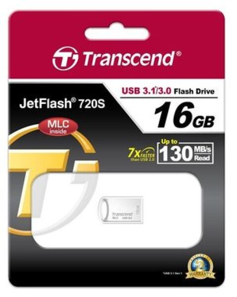 Transcend JetFlash 720S 16GB stříbrná / Flash Disk / USB 3.1 / R: 130 MNs / W: 25 MBs / MLC solution (TS16GJF720S)