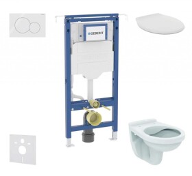 GEBERIT - Duofix Set předstěnové instalace, klozet Alpha se sedátkem, tlačítko Sigma01, alpská bílá SANI11CD3113