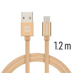 Swissten 71521204 USB 2.0 typ A na C, USB 2.0, zástrčka A - zástrčka C, opletený, 1,2m, zlatý