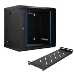 Extralink LITE černá / Nástěnná skříň / 19" / 9U / skleněné dveře / 530 x 400 mm / s policí (EX.28792)