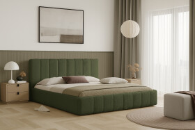 FRONTI Postel RIMINI 160x200 s úložným prostorem - bouclé - zelená