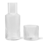 FERM LIVING Sada karafy se skleničkou Ripple 0,5 l Clear - ferm LIVING Skleněná karafa Ripple Small 500 ml, čirá barva, sklo