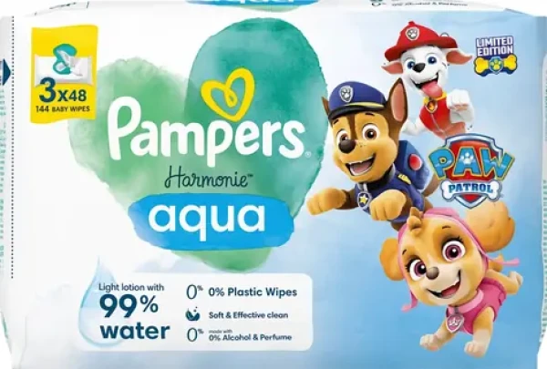 Pampers Harmonie Aqua vlhčené ubrousky Paw Patrol 3x48 ks (8700216722476)