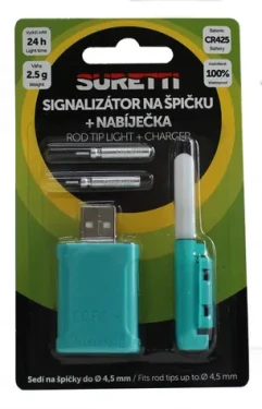Suretti Signalizátor záběru na špičku prutu / Signalizátor záběru / Bateriový / USB dobíjení