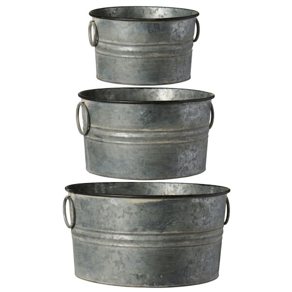 Ib Laursen Kovový květináč Urban Garden Handles L, stříbrná barva, kov