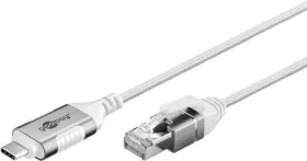 Goobay USB-C - RJ-45 Ethernet adaptér Slim bílá / Adaptérový kabel / USB 3.2 Gen2 / Cat.6 / Gigabit Ethernet / 3 m (74388)