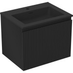 MEXEN/S - Rivel koupelnová skříňka 60 cm s umyvadlem Otis, 1 šuplík, reliéf , černá mat 91A20-06047-1-BF71-W18M71