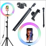 Iso Trade Stativ s RGB světlem a držákem na telefon 100cm