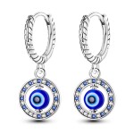 Stříbrné náušnice s motivem Evil Eye - stříbro 925/1000, Modrá