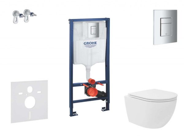 GROHE - Rapid SL Set předstěnové instalace, kompaktního klozetu Oudee Vortex a sedátka softclose, tlačítko Skate Cosmopolitan, chrom SANI11BA3105