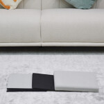 Taburet s úložným prostorem, krémová manšestrová látka