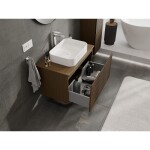 MEXEN/S - Rivel koupelnová skříňka pod umyvadlo 80, 1 šuplík, reliéf , ořech 91A20-08047-1-BF86