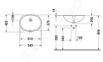 DURAVIT - Santosa Umyvadlo zápustné, 510x375 mm, s přepadem, WonderGliss, bílá 04665100001